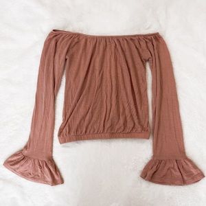 Kendall and Kylie off the shoulder pink top